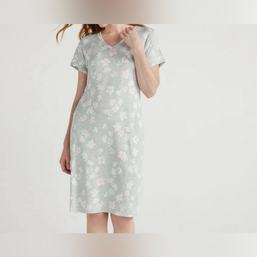 Women's Size XL (16-18) Midi Chemise Floral JoySpun Nightgown Pajama w/pockets